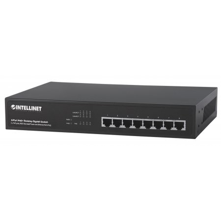 560856 Intellinet 8-Port Gigabit Ethernet PoE+ Switch 4 x PoE ports - IEEE 802.3at/af Power-over-Ethernet (PoE+/PoE) - IEEE 802.3az Energy Efficient Ethernet - Desktop - 19 Rackmount