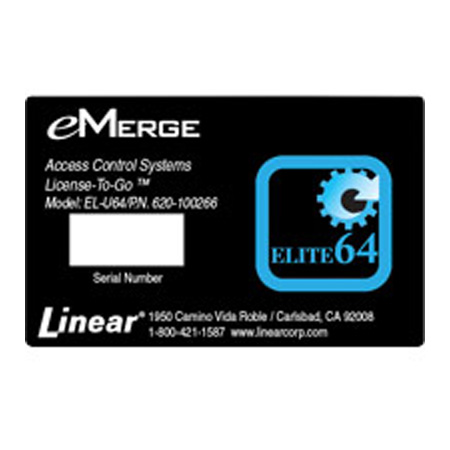 620-100266-VL Linear eMerge Elite-36 to eMerge Elite-64 System Upgrade License-to-Go Card - Virtual License