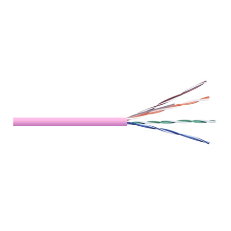 6RNSM2P Remee 23 AWG 4 Pair Unshielded Twisted Pairs (UTP) Solid Bare Copper CMR Cat6 Non-Plenum Network Cable - 1000' Pull Box - Pink