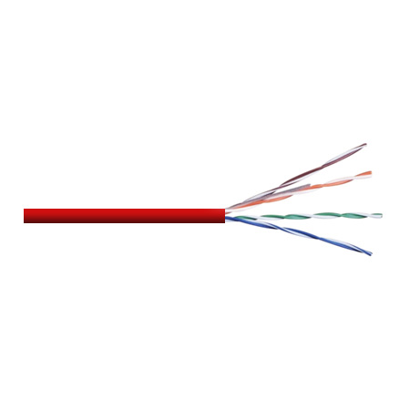 6RNSM2R Remee 23 AWG 4 Pair Unshielded Twisted Pairs (UTP) Solid Bare Copper CMR Cat6 Non-Plenum Network Cable - 1000' Pull Box - Red