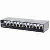 Show product details for 720625 Intellinet Locking Desktop Cat6 Unshielded Patch Panel 12 Port UTP 1U Top Entry Punch Down Locking Function Black & Silver
