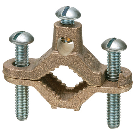 Bare Wire Ground Clamp (Solid Brass with Steel Screws)