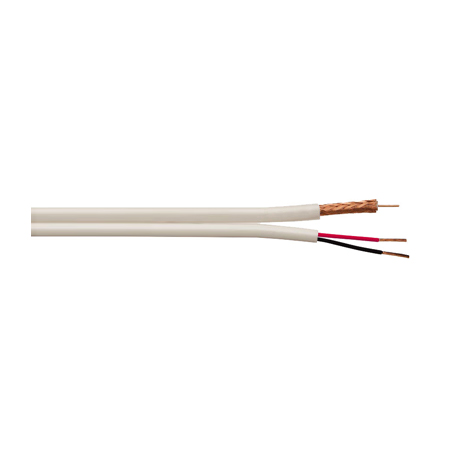 [DISCONTINUED] 725526M1W Remee Siamese 20 AWG Shielded Solid Bare Copper RG59 Plus 18 AWG 2 Conductors Stranded Bare Copper CMP Plenum CCTV Coaxial Cable - 1000' Reel - White