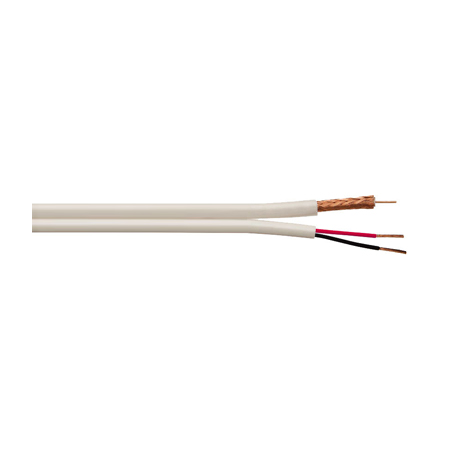 725536M1W Remee Siamese 18 AWG Shielded Solid Bare Copper RG6 Plus 18 AWG 2 Conductors Stranded Bare Copper CMP Plenum CCTV Coaxial Cable - 1000' Reel - White