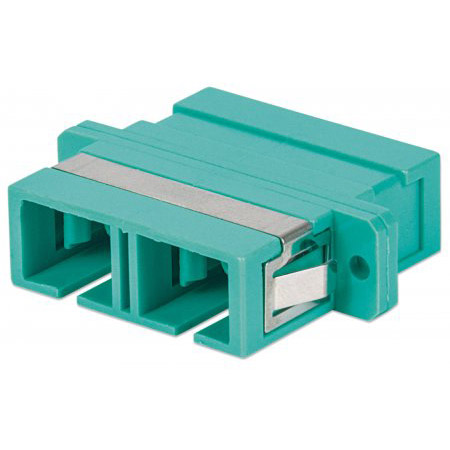 760652 Intellinet Multimode OM3 SC Duplex Adapter SC Adapter OM3 Multimode Duplex Zirconia Sleeve - Aqua