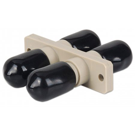 760683 Intellinet Multimode Duplex ST Adapter ST Multimode Duplex Zirconia Sleeve - Beige