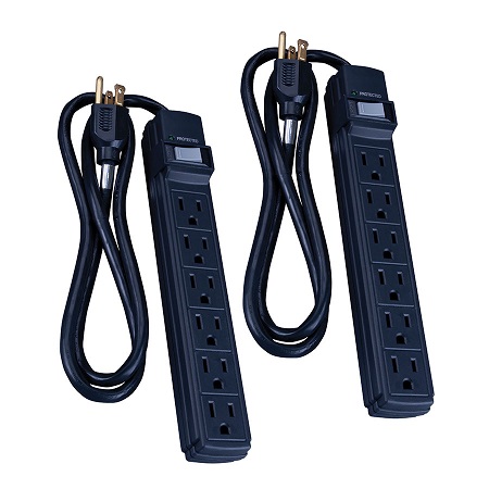 821802 Vanco Surge Strip Basic 6-Outlet 3 ft Cord
