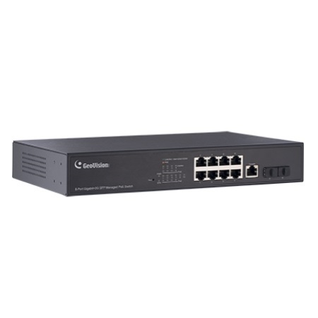 84-APOE081-401U Geovision 8 PoE Ports + 2 Gigabit Uplink Ports 150W Managed PoE Switch