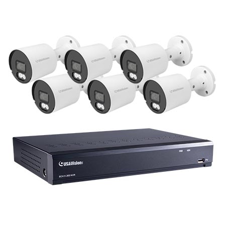 88-NRL08R580-2TB UVS Line 8 Channel at 4K (2160p) NVR Kit 76Mbps Max Throughput - 2TB w/ Built-in 8 Port PoE and 6 x 5MP 3.6mm Outdoor Warm Light Eyeball IP Security Cameras