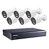 Show product details for 88-NRL08R580-2TB UVS Line 8 Channel at 4K (2160p) NVR Kit 76Mbps Max Throughput - 2TB w/ Built-in 8 Port PoE and 6 x 5MP 3.6mm Outdoor Warm Light Eyeball IP Security Cameras