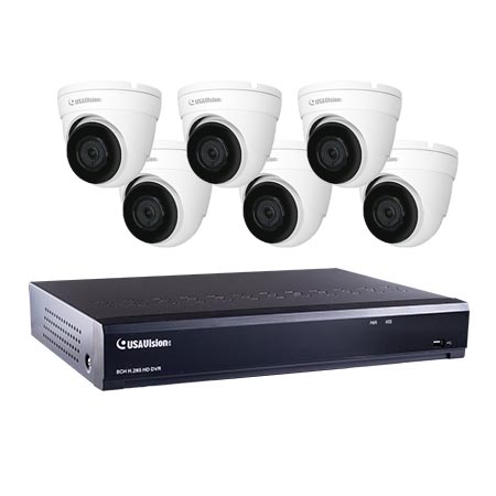 88-XVL08-4CR510-2TB UVS Line 8 Channel HD-TVI/HD-CVI/AHD/Analog + 4 Channel IP DVR Up to 120FPS @ 5MP - 2TB and 6 x 5MP 2.8mm Outdoor IR Eyeball HD-TVI/HD-CVI/AHD/Analog Security Cameras