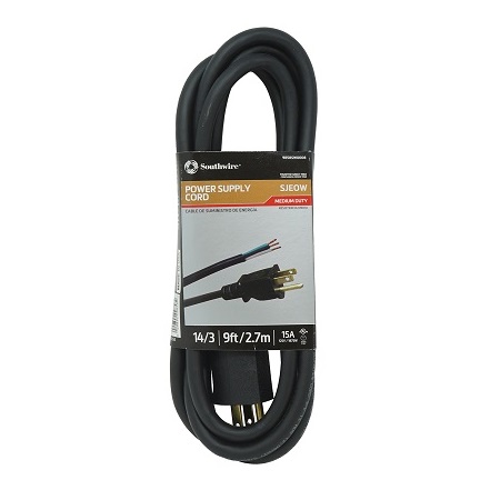 9858SW0008 Southwire Tools and Equipment 14/3 9' SJEOW Power Supply Cord