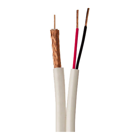 993253-45-01 Southwire Signal Siamese 20 AWG Bare Copper Braid Solid Bare Copper RG-59 Coaxial Plus 18 AWG 2 Conductors Stranded Bare Copper CM/CL2 Non-plenum CCTV Cable - 500' Pull Box - White