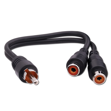 AC3F Vanco Adapter RCA Plug to 2-RCA Jack 6 In