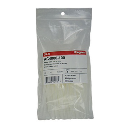 AC4000-100 Legrand On-Q Natural Cable Ties (4.75 IN) Pack of 100