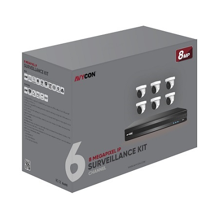 AVK-NS81E6-4T AVYCON 8MP Plug & Play IP Kit with 6 of 8MP Infinite-Star IP Turret Cameras and 8CH PoE 4K NVR with 4TB HDD