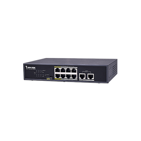 AW-FET-100C-120 Vivotek 8 FE PoE Ports + 2 FE UTP Ports 120W Total Budget Unmanaged Desktop PoE Switch
