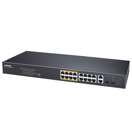 AW-FGT-180F-250 Vivotek 16xFE PoE + 2xGbE Combo Unmanaged Switch