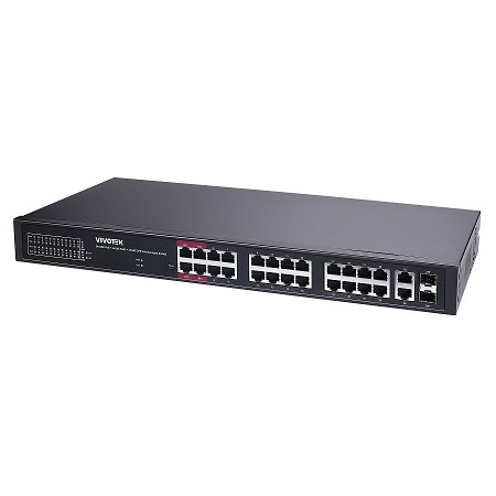 AW-GEL-285A-380 Vivotek 4xGE bt 90W PoE + 20xGE 30W PoE + 2xGE UTP + 2xGE SFP Lite Managed Switch
