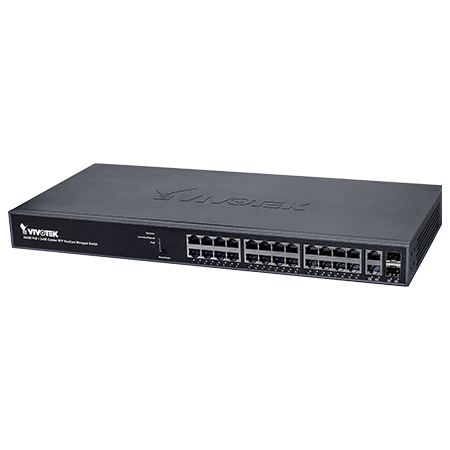 AW-GEV-264A-185 Vivotek VivoCam 24 Gigabit PoE Ports 185W Total Budget L2 Managed Rackmount PoE Switch