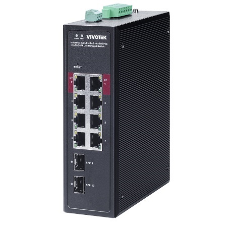 AW-IHB-1040 Vivotek Industrial 2xGbE bt 90W + 6xGbE at 30W + 2xGbE SFP Lite Managed Switch