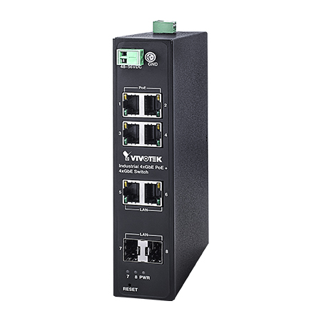 AW-IHT-0800 Vivotek Industrial 4 x GE PoE + 2 x GE UTP + 2 x GE SFP Switch