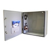 Show product details for BW-124ACHT Mier NEMA Type 4 Outdoor 24" W x 24" H x 12" D Metal Enclosure with Thermostat, Heater and AC Unit - Gray w/ Internal Removable 22" W x 22" H Back-Panel - Solid Door