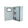 Show product details for BW-136ACHTW Mier NEMA Type 4 Outdoor 24" W x 36" H x 12" D Metal Enclosure - Gray w/ Removable 22" W x 34" H Back-Panel, 500W Heater, 2000 BTU AC unit, Filter, Lock and Window