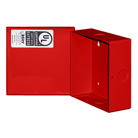 BW-97RUL Mier UL Listed NEMA Type 1 Indoor 5.25" W x 5.25" H x 2" D Metal Electrical  Enclosure - Red