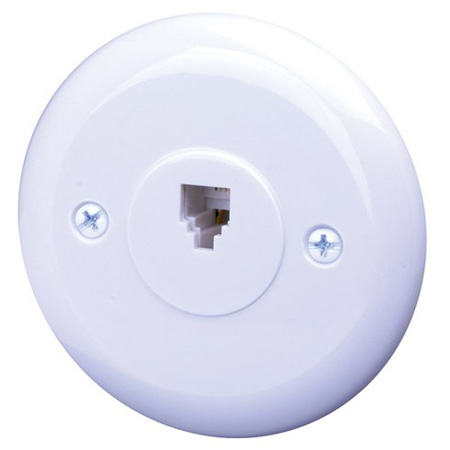 CMCJ4X Vanco Wall Plate Phone Jack Round Ivory