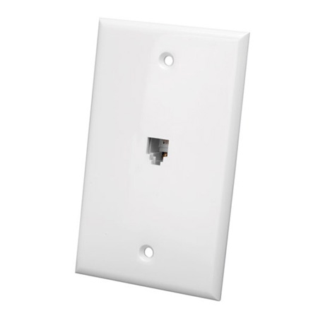 CMWP1W Vanco Wall Plate Phone Jack Flush 4C White