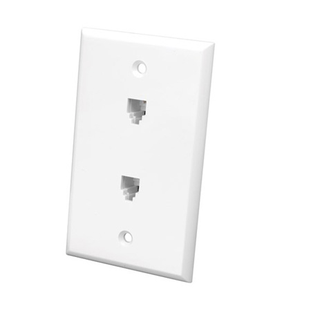 CMWP2 Vanco Wall Plate Phone 2 Jack Flush 4C Ivory