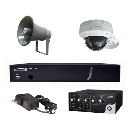 COVIDKIT Speco Technologies Communication Kit with 4 Channel HD-TVI DVR - 1 TB, 1 x 2MP Outdoor HD-TVI Dome Camera, Outdoor Speaker, Amplifier and Power Supply