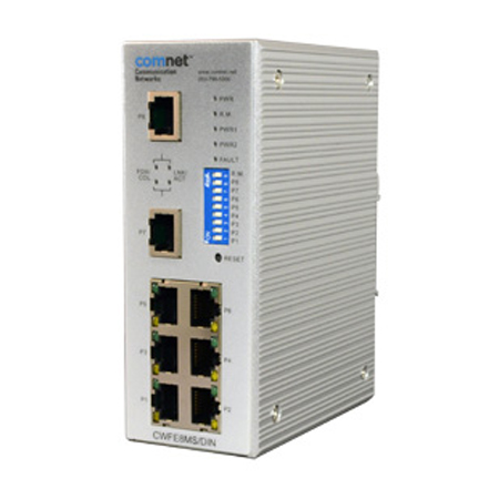 CWFE8MS-DIN Comnet Industrial Grade Managed Ethernet Switch with (8) 10/100TX Ports