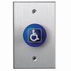 Show product details for 916-B-MA x 28 Dormakaba Rutherford Controls Blank Symbol Maintained Action Tamper-proof Mushroom Button - Brushed Anodized Aluminum Faceplate - Blue Cap