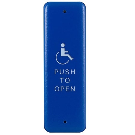 941HPBLU-MO Dormakaba Rutherford Controls Narrow Blue Plate Momentary Handicap PTO 1.5" X 4.75&trade; x 32D