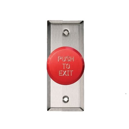 991N-REPTDX32D Dormakaba Rutherford Controls Narrow Mullion Plate Push to Exit Button in 32D - Red