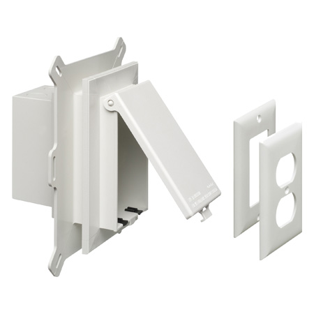DBVS1W Arlington Industries 1-Gang White O/D Receptacles Box