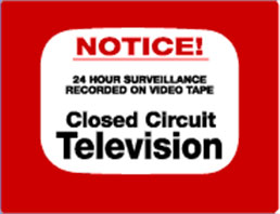 DTV-202 Maxwell Alarm CCTV NOTICE! Decal 4" x 4" (Outside Mount)