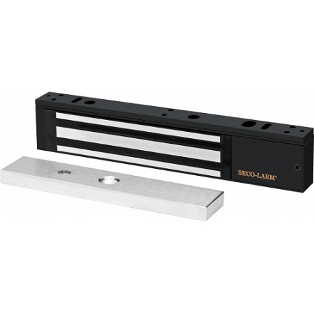 E-941SB-600 Seco-Larm Black Single-Door Electromagnetic Lock with 600-lb (272kg) Holding force 12 / 24VDC Operation