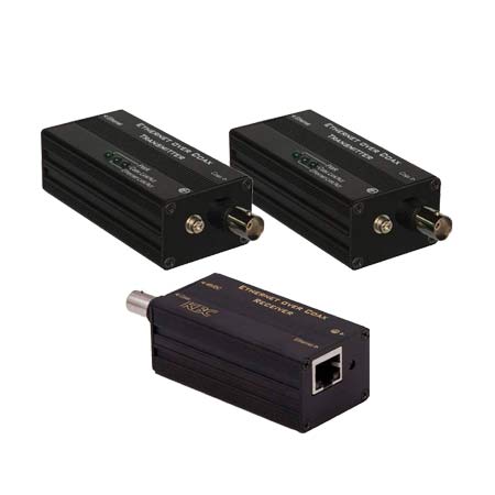 EECF-2KT-LB KBC Networks eCopper Kit for 2 PoE Cameras 10/100Mbps Auto-sensing PSE Ethernet Over Coax Kit Consisting of 2 x EECF1-LS1-T-MN-B Transmitters 1 x EECF1-LN1-R-MN-B Receiver 1 x BNC Splitter and 1 x GST60A48 Power Supply