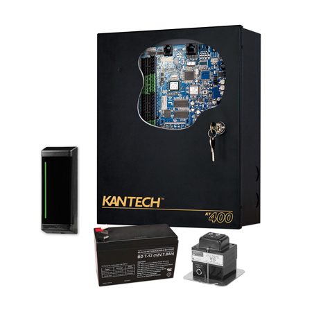 EK-1M-SCM Kantech Expansion Kit with KT-1-M One Door IP Controller PCB with Metal Cabinet, Reader, 120V / 16VAC 40 VA Transformer, 12VDC Power supply and Battery