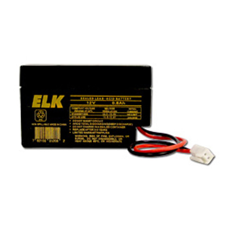 ELK-1208J2 ELK Rechargeable Sealed Lead Acid Battery 12 Volts/0.8Ah - J2 Terminals