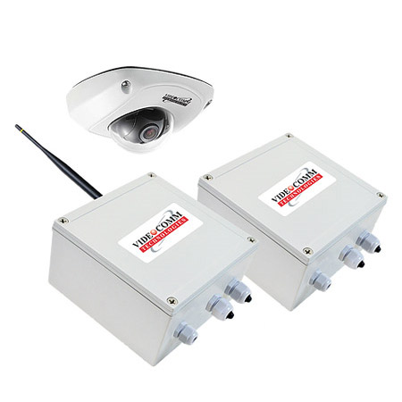 EV-5815-HV VideoComm Technologies 2.8mm 30FPS @ 1080p Outdoor WDR Mini Dome Elevator IP Security Camera Wireless Kit with with 1 x Transceiver and 1 x Receiver and 1 x Voice Call Module