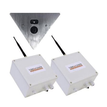 EV-L1R2409 VideoComm Technologies 2.8mm 650TVL Outdoor Corner Mount Elevator Analog Camera Wireless Kit with 1 x Transmitter and 1 x Receiver