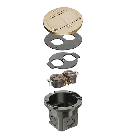 FLB3532MB Arlington Industries Brass Retro Floor Box