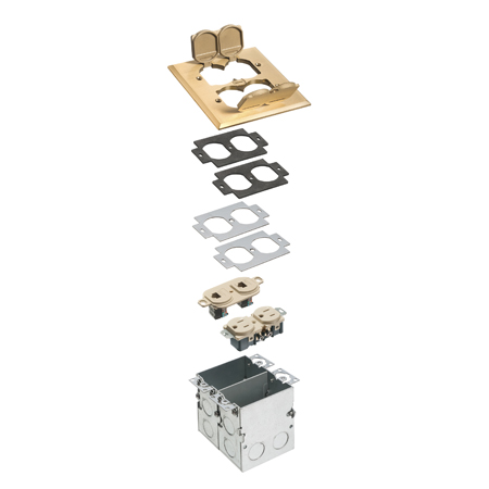 Arlington Combo Floor Box Kit with Installed Low Voltage Divider