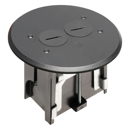 FLBAR101BL Arlington Industries 1-Gang Adjustable Non-Metallic Floor Box for New Floors w/ Round Cover - Black