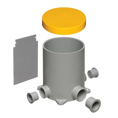 FLBC4500-5 Arlington Industries 4.5" Non-Metallic Round Box with Plugs - Pack of 5