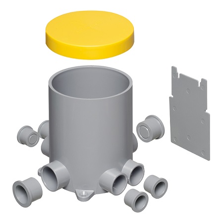 FLBC4502-5 Arlington Industries 4.5" Non-Metallic Round Box with Plugs - Pack of 5